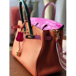 Replica Hermes Tan Burgundy Birkin 25 Gold Hardware Bag