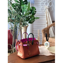 Replica Hermes Tan Burgundy Birkin 25 Gold Hardware Bag