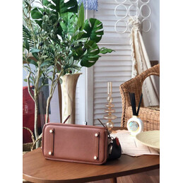 Replica Hermes Brown Red Birkin 25 Gold Hardware Bag