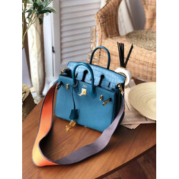 Replica Hermes Blue Birkin 25 Gold Hardware Bag