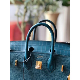 Replica Hermes Blue Birkin 25 Gold Hardware Bag