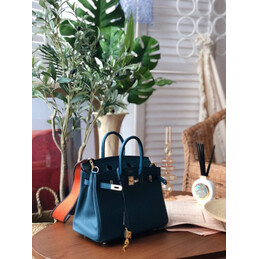 Replica Hermes Blue Birkin 25 Gold Hardware Bag