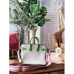Replica Hermes White Green Birkin 25 Gold Hardware Bag