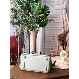 Replica Hermes White Green Birkin 25 Gold Hardware Bag