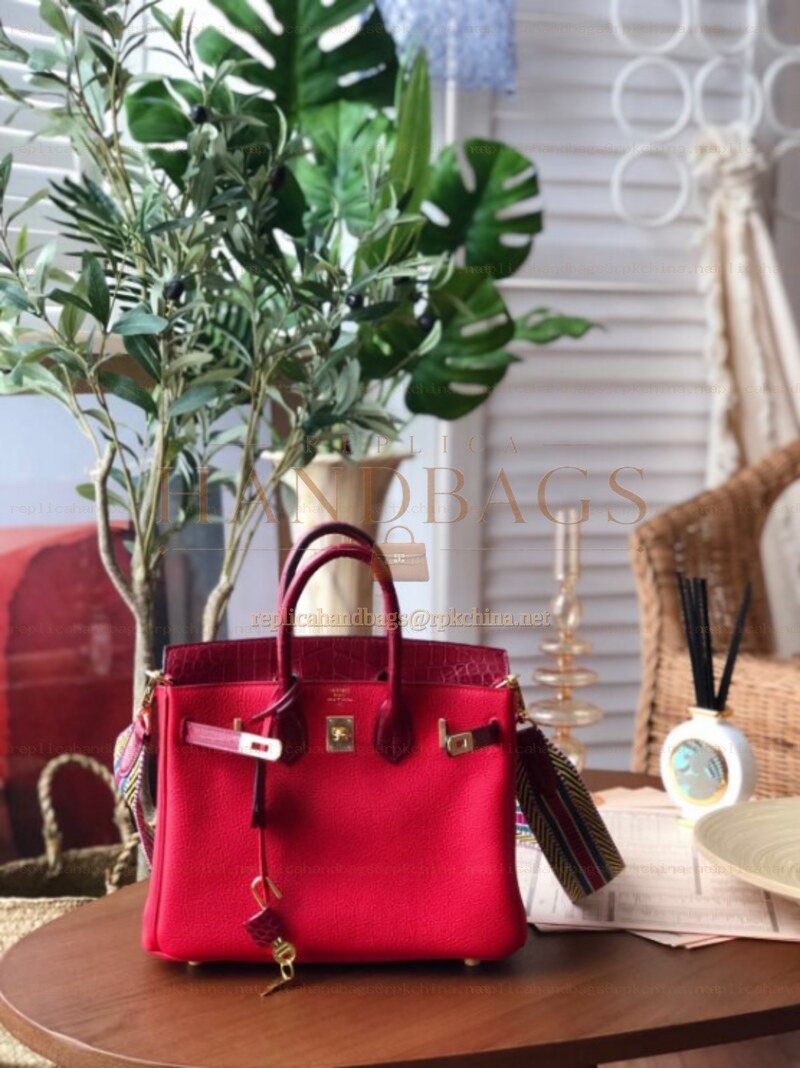 Replica Hermes Fuchsia Birkin 25 Gold Hardware Bag