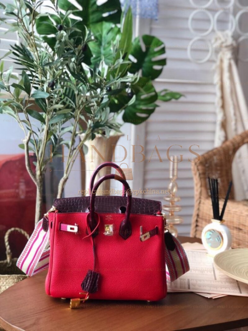 Replica Hermes Red Birkin 25 Gold Hardware Bag