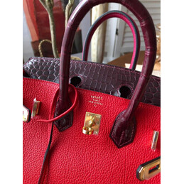 Replica Hermes Red Birkin 25 Gold Hardware Bag