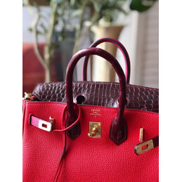 Replica Hermes Red Birkin 25 Gold Hardware Bag