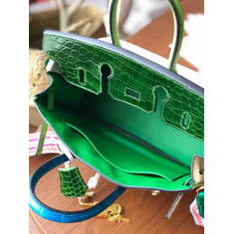 Replica Hermes White Green Birkin 25 Shoulder Strap Bag