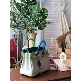 Replica Hermes White Green Birkin 25 Shoulder Strap Bag