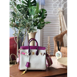 Replica Hermes White Purple Birkin 25 Gold Hardware Bag