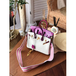 Replica Hermes White Purple Birkin 25 Gold Hardware Bag