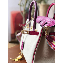 Replica Hermes White Purple Birkin 25 Gold Hardware Bag