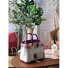Replica Hermes White Purple Birkin 25 Gold Hardware Bag
