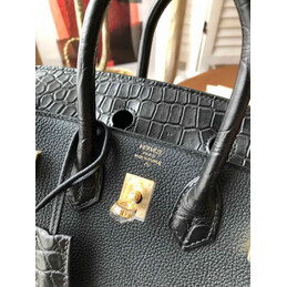 Replica Hermes Black Birkin 25 Gold Hardware Bag