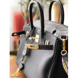 Replica Hermes Black Birkin 25 Gold Hardware Bag