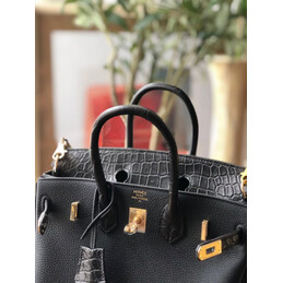 Replica Hermes Black Birkin 25 Gold Hardware Bag