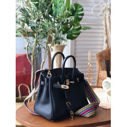 Replica Hermes Black Birkin 25 Gold Hardware Bag