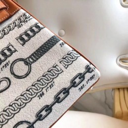 Replica Hermes White Black Print Kelly 28 Bag