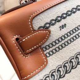 Replica Hermes White Black Print Kelly 28 Bag