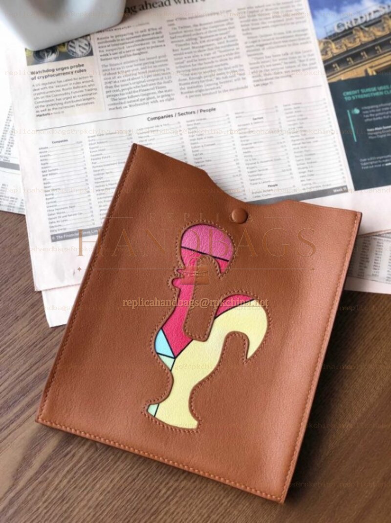 Replica Hermes Brown Multicolor Horse Print Omenitou Bag
