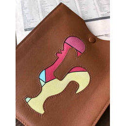 Replica Hermes Brown Multicolor Horse Print Omenitou Bag