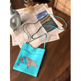 Replica Hermes Turquoise Horse Print Omenitou Bag