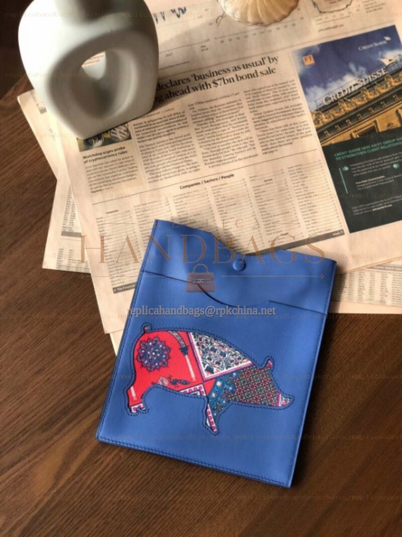 Replica Hermes Blue Horse Print Omenitou Bag