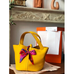 Replica Hermes Yellow Picotin Lock 22 Twilly Bag