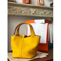 Replica Hermes Yellow Picotin Lock 22 Twilly Bag