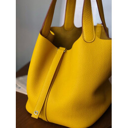 Replica Hermes Yellow Picotin Lock 22 Twilly Bag
