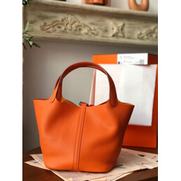 Replica Hermes Orange Green Twilly Picotin Lock 22 Bag