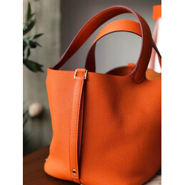 Replica Hermes Orange Green Twilly Picotin Lock 22 Bag