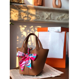 Replica Hermes Brown Pink Twilly Picotin Lock 22 Bag
