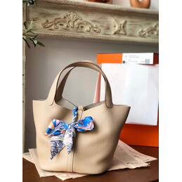 Replica Hermes Beige Blue Twilly Picotin Lock 22 Bag
