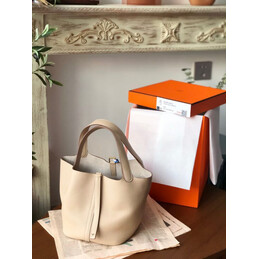 Replica Hermes Beige Blue Twilly Picotin Lock 22 Bag