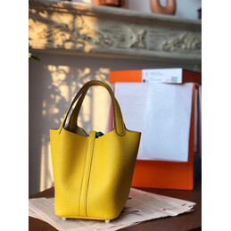 Replica Hermes Yellow Green Twilly Picotin Lock 22 Bag