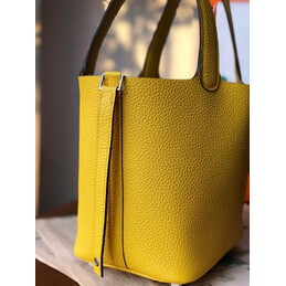 Replica Hermes Yellow Green Twilly Picotin Lock 22 Bag