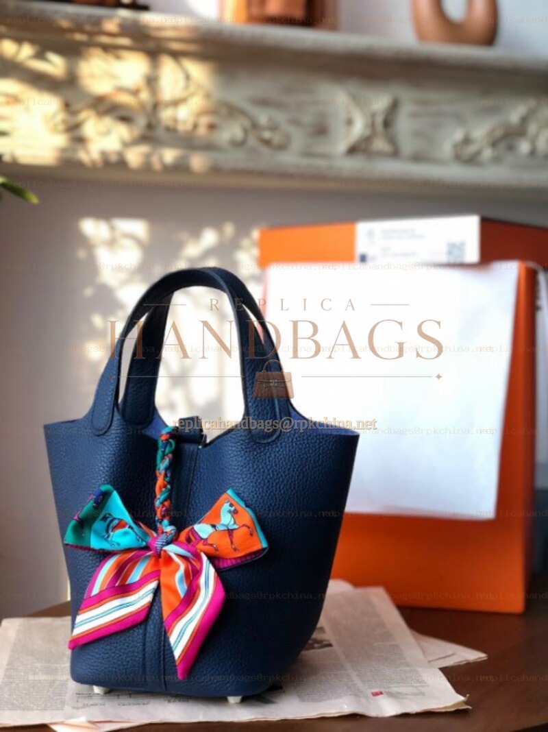 Replica Hermes Navy Blue Twilly Picotin Lock 22 Bag
