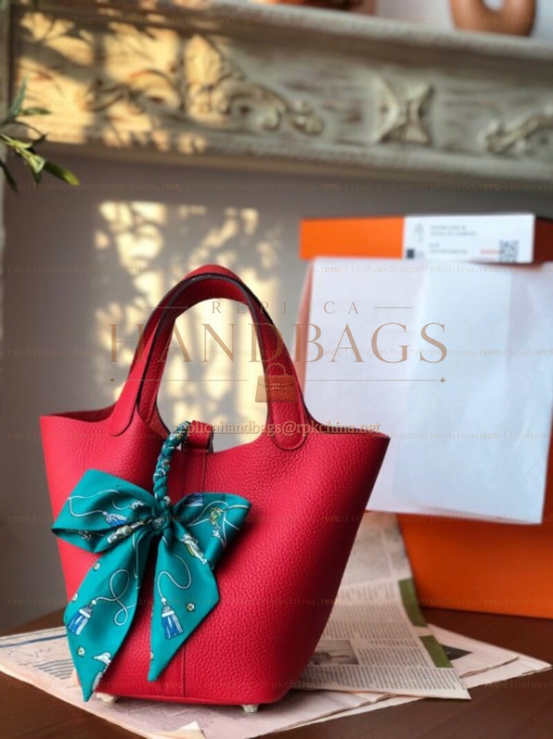 Replica Hermes Red Teal Twilly Picotin Lock 22 Bag