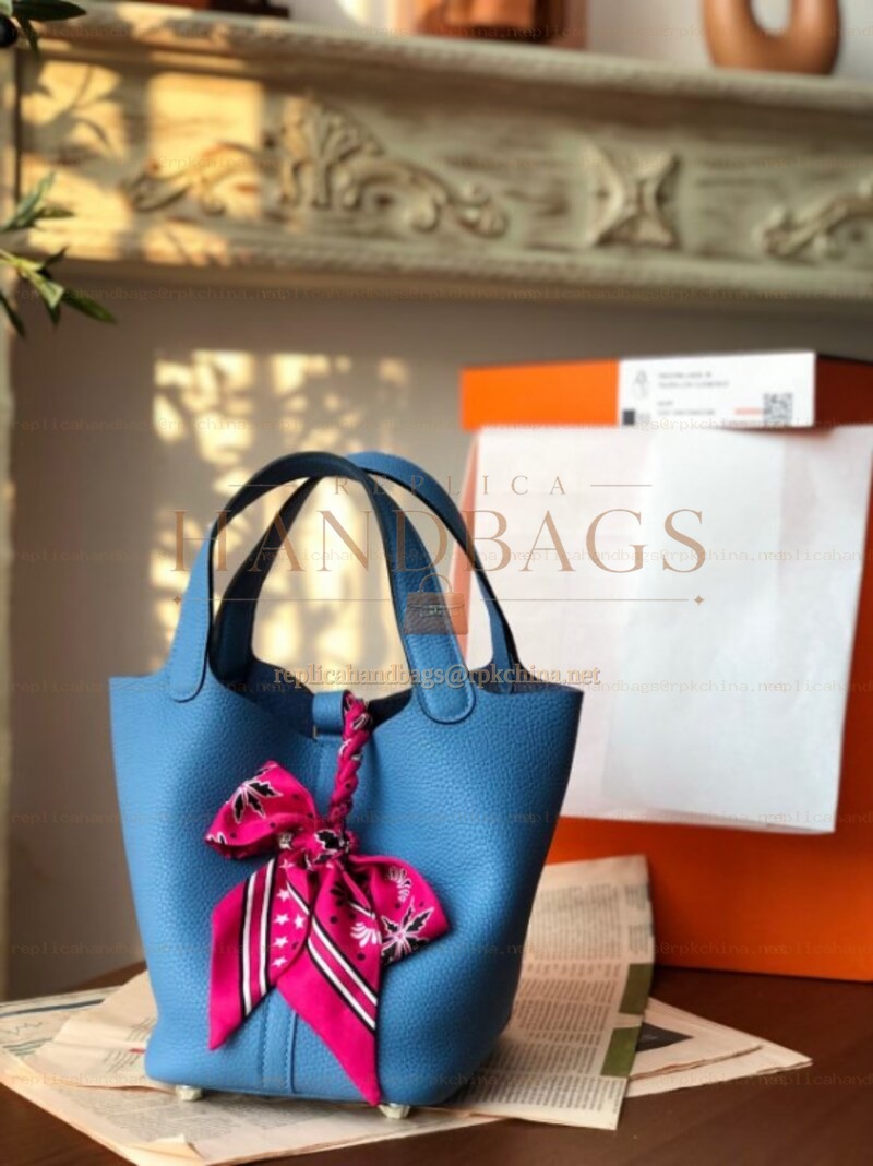 Replica Hermes Blue Pink Twilly Picotin Lock 22 Bag