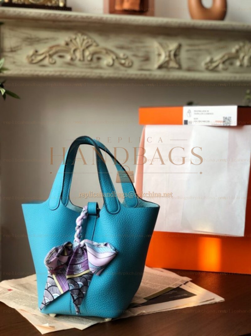 Replica Hermes Teal Purple Twilly Picotin Lock 22 Bag