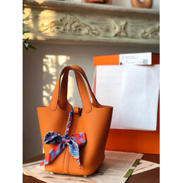 Replica Hermes Orange Blue Twilly Picotin Lock 22 Bag