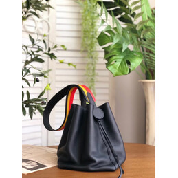 Replica Hermes Black Licol 17 Red Yellow Handle Bag