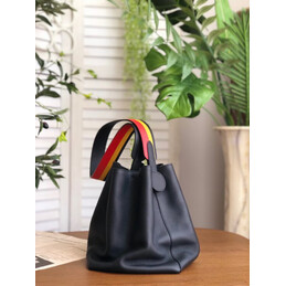 Replica Hermes Black Licol 17 Red Yellow Handle Bag