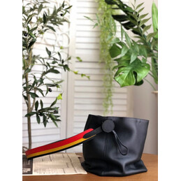 Replica Hermes Black Licol 17 Red Yellow Handle Bag