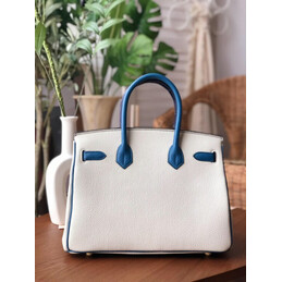 Replica Hermes White Black Birkin 30 Crocodile Leather Trim Gold Hardware Bag