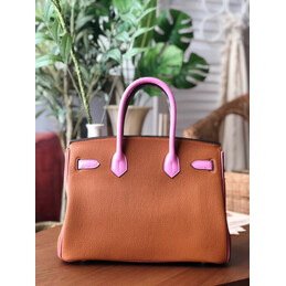 Replica Hermes Orange Green Birkin 30 Crocodile Leather Trim Gold Hardware Bag