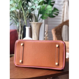 Replica Hermes Orange Green Birkin 30 Crocodile Leather Trim Gold Hardware Bag