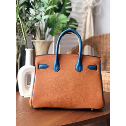 Replica Hermes Orange Purple Birkin 30 Crocodile Leather Trim Gold Hardware Bag